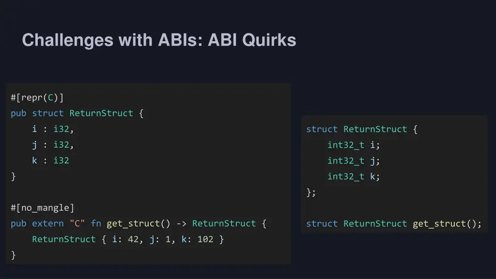 challenges with abis abi quirks