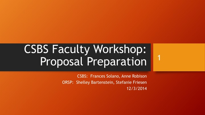 csbs faculty workshop proposal preparation