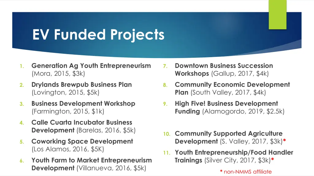 ev funded projects