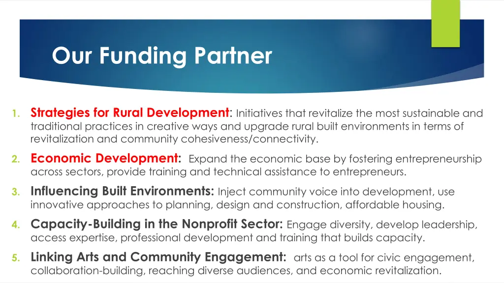 our funding partner