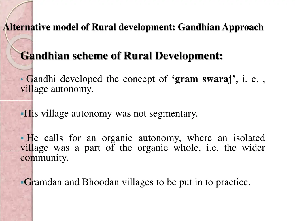 alternative model of rural development gandhian
