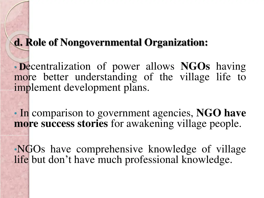 d role of nongovernmental organization