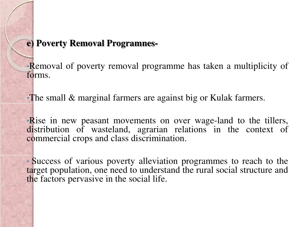 e poverty removal programnes