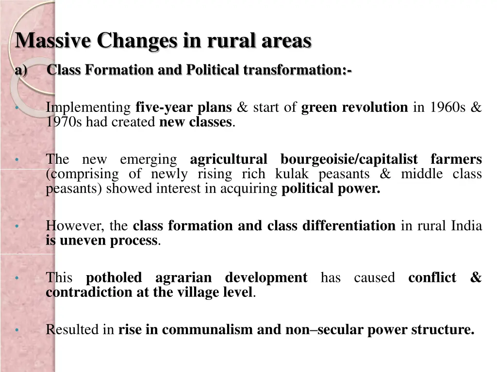 massive changes in rural areas
