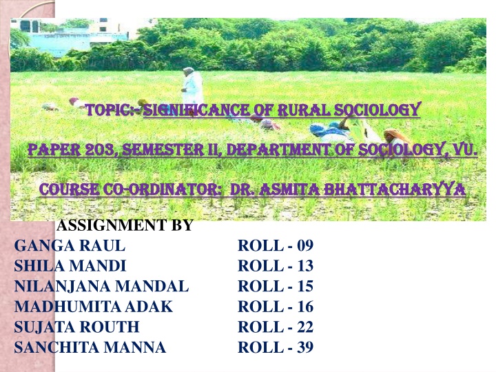 topic topic significance of rural sociology