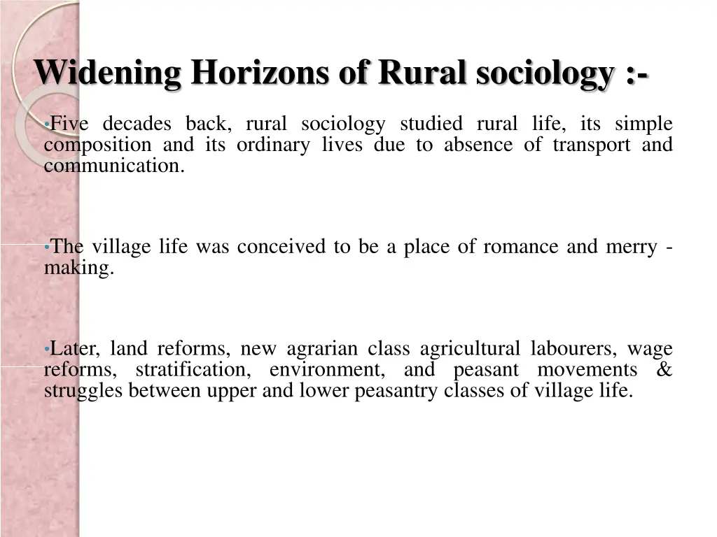 widening horizons of rural sociology