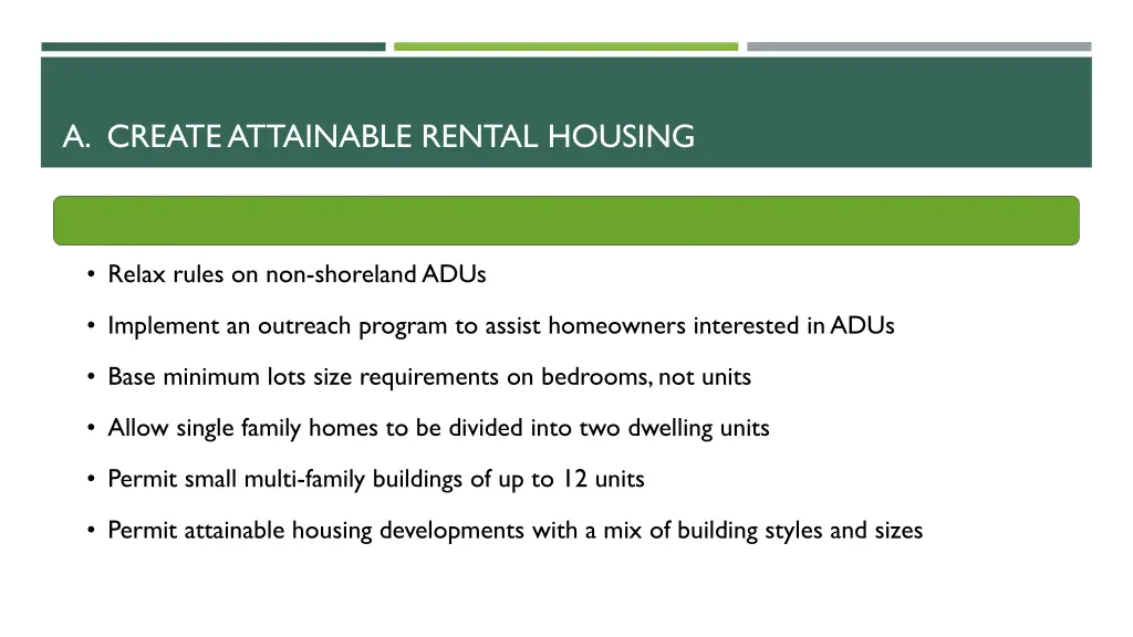 a create attainable rental housing