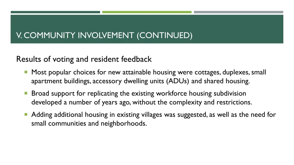 v community involvement continued