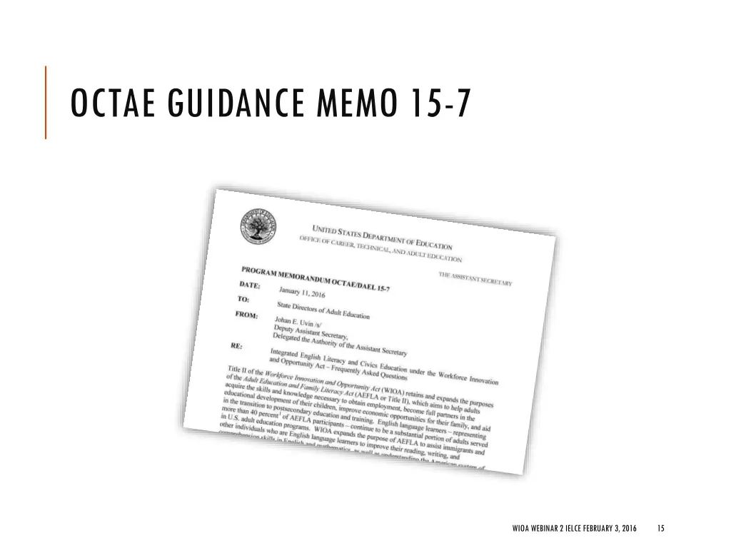 octae guidance memo 15 7 2