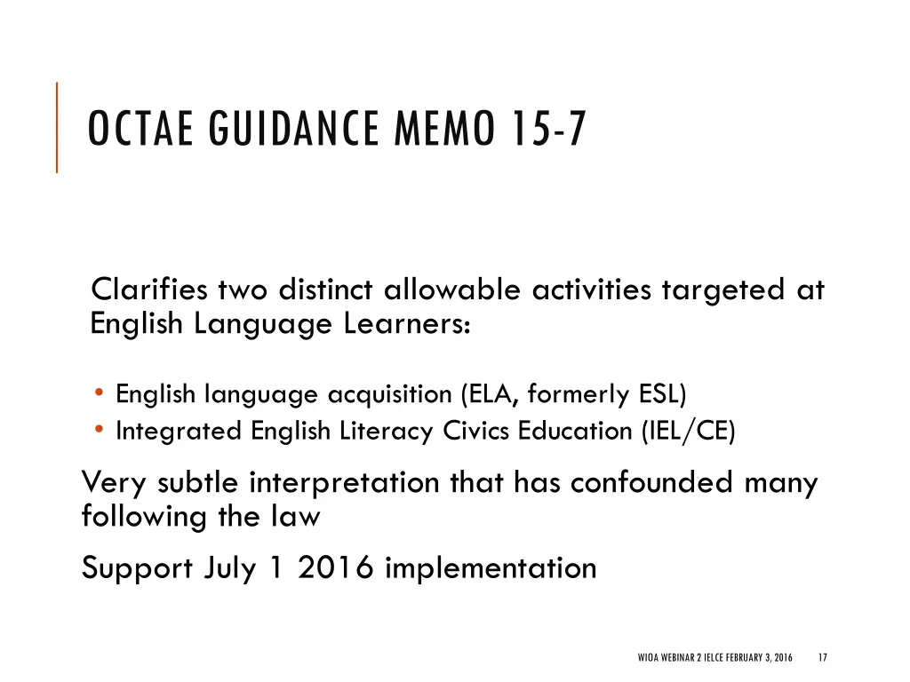 octae guidance memo 15 7 4