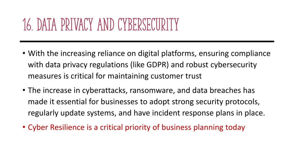 16 data privacy and cybersecurity