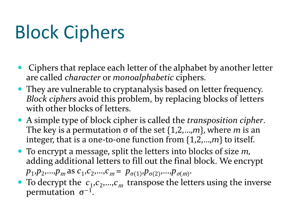 block ciphers