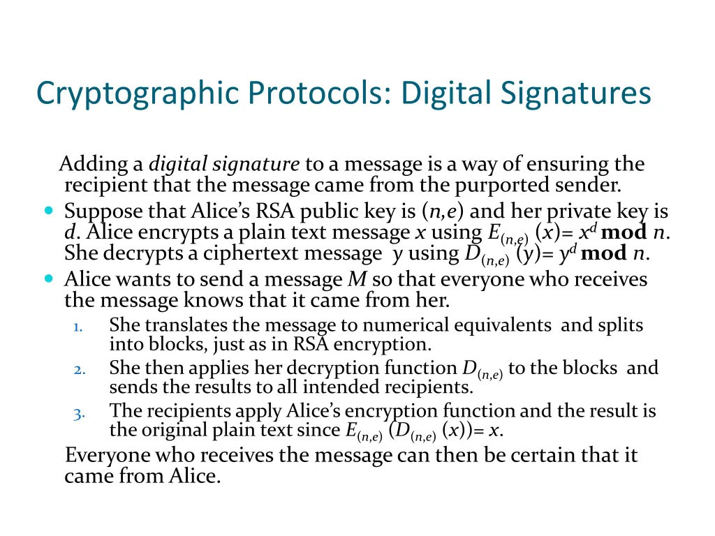cryptographic protocols digital signatures
