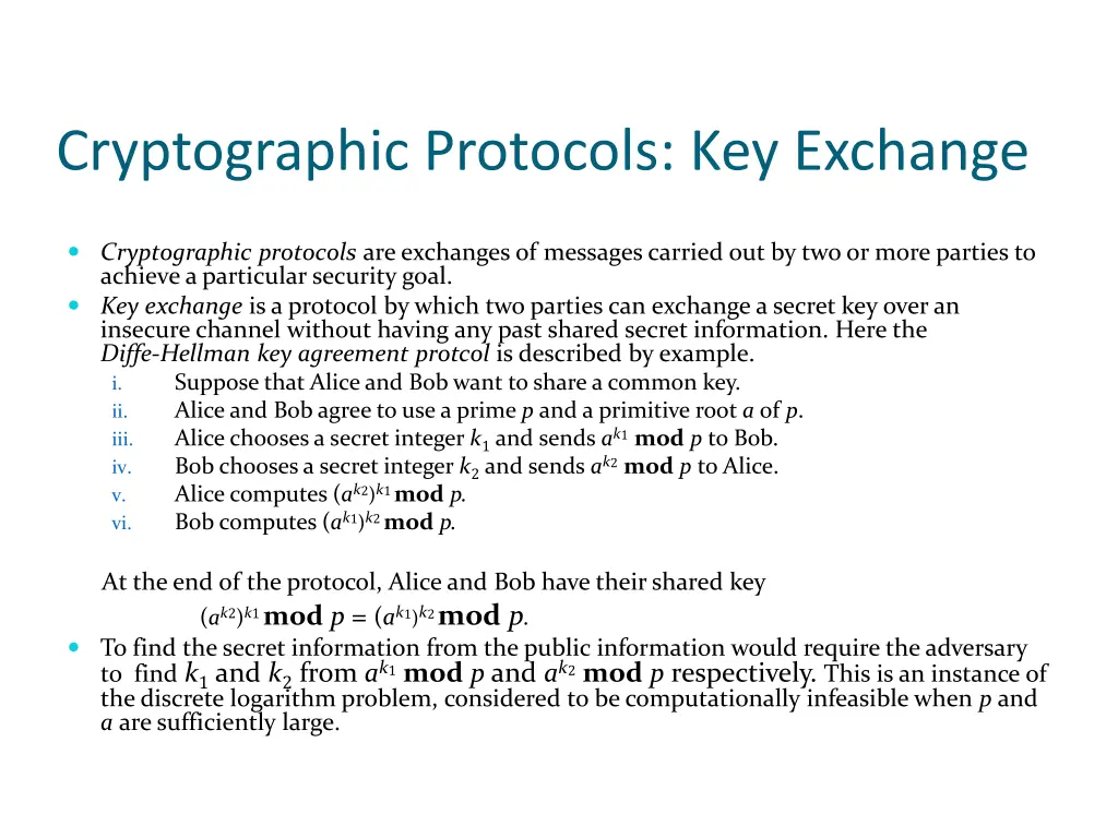 cryptographic protocols key exchange