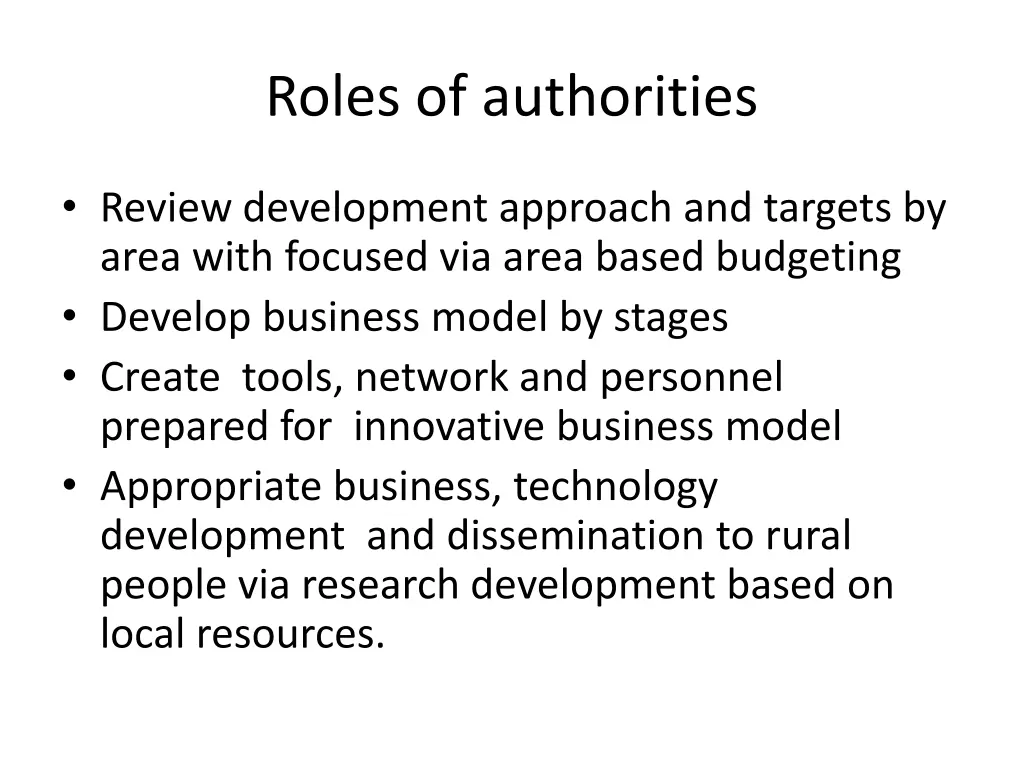 roles of authorities