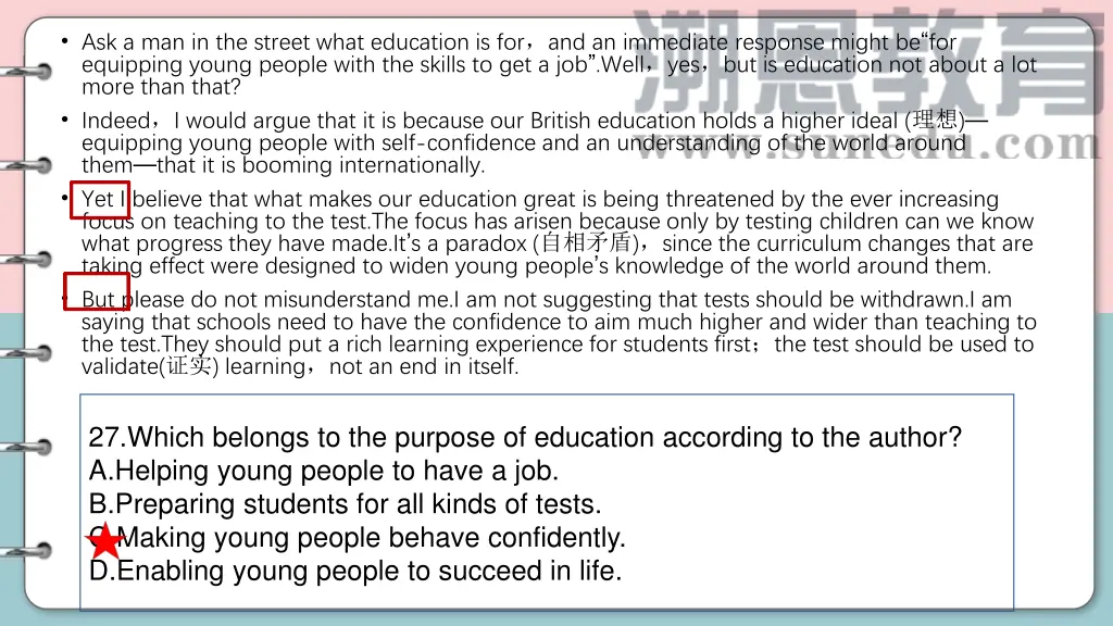 ask a man in the street what education