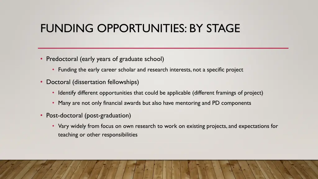 funding opportunities by stage