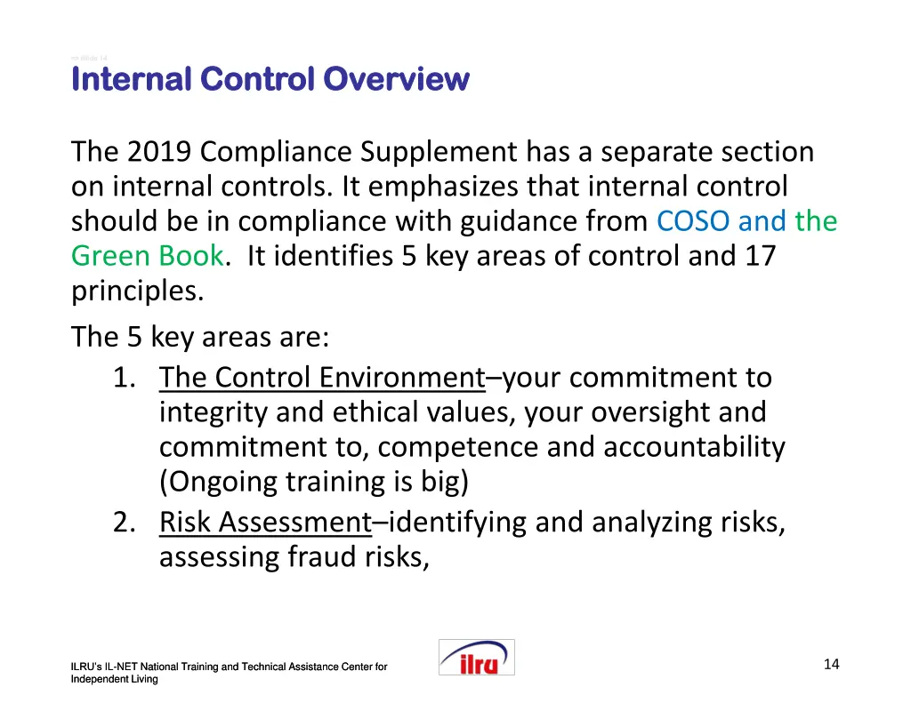 slide slide 14 internal control overview internal