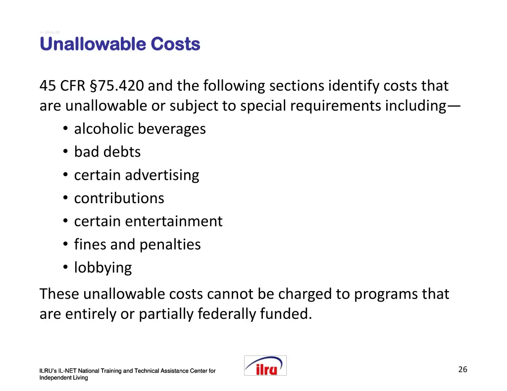 slide slide 26 unallowable costs unallowable costs
