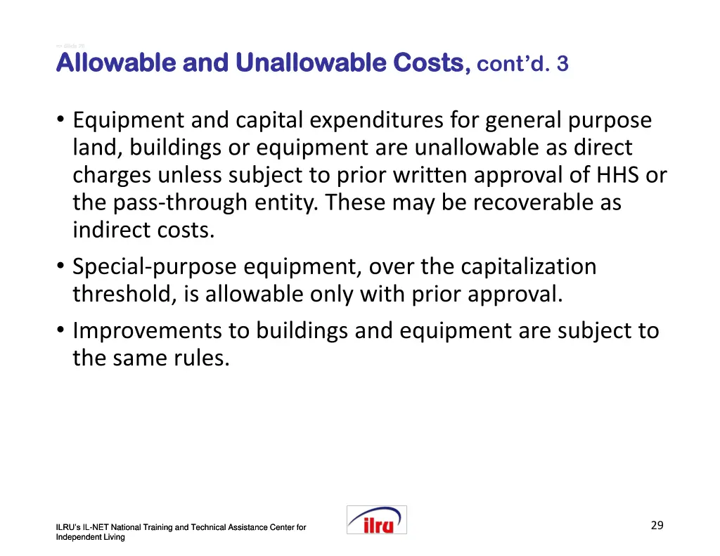 slide slide 29 allowable and unallowable costs