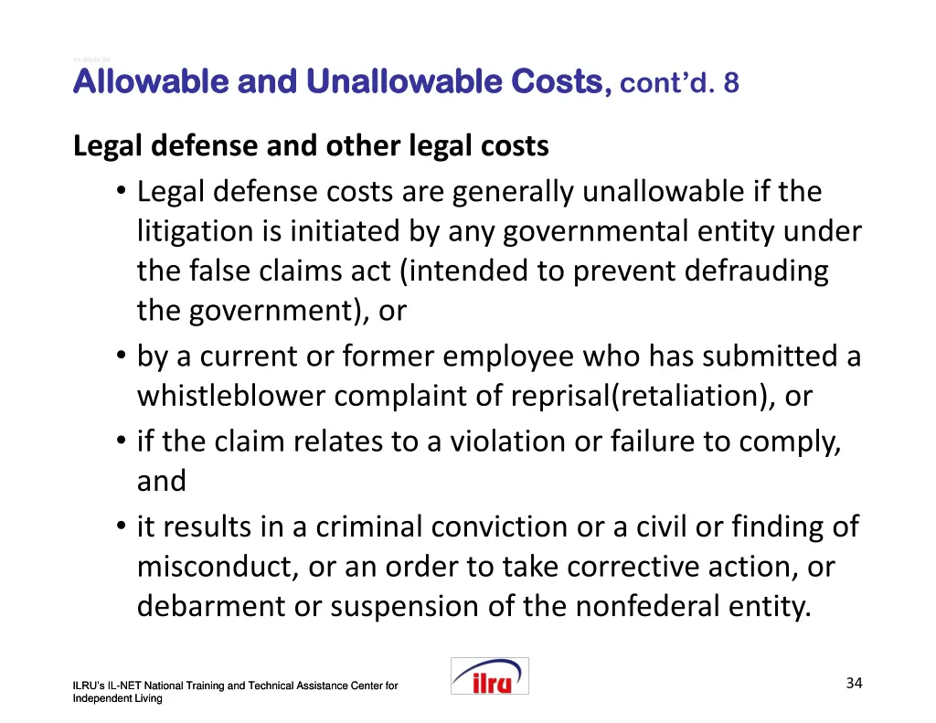 slide slide 34 allowable and unallowable costs