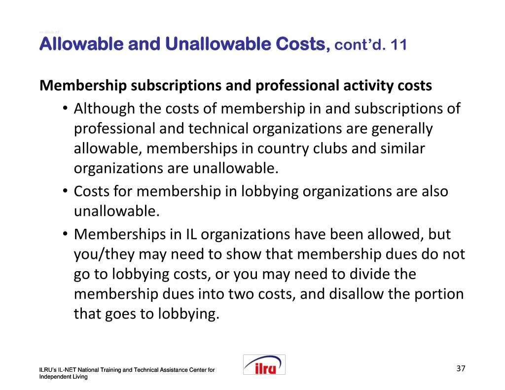 slide slide 37 allowable and unallowable costs