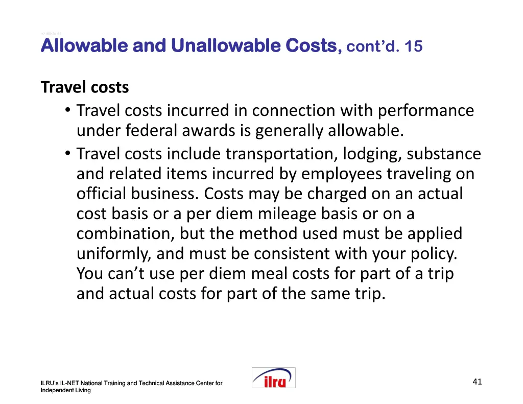 slide slide 41 allowable and unallowable costs