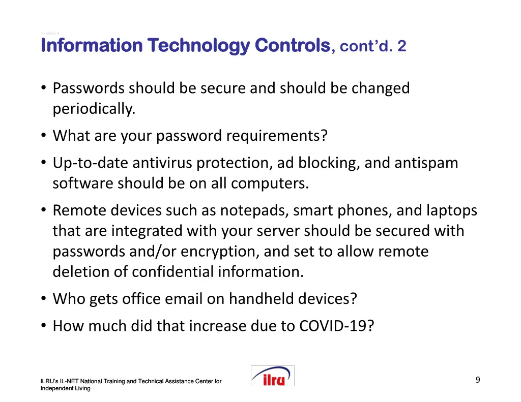 slide slide 9 9 information technology controls