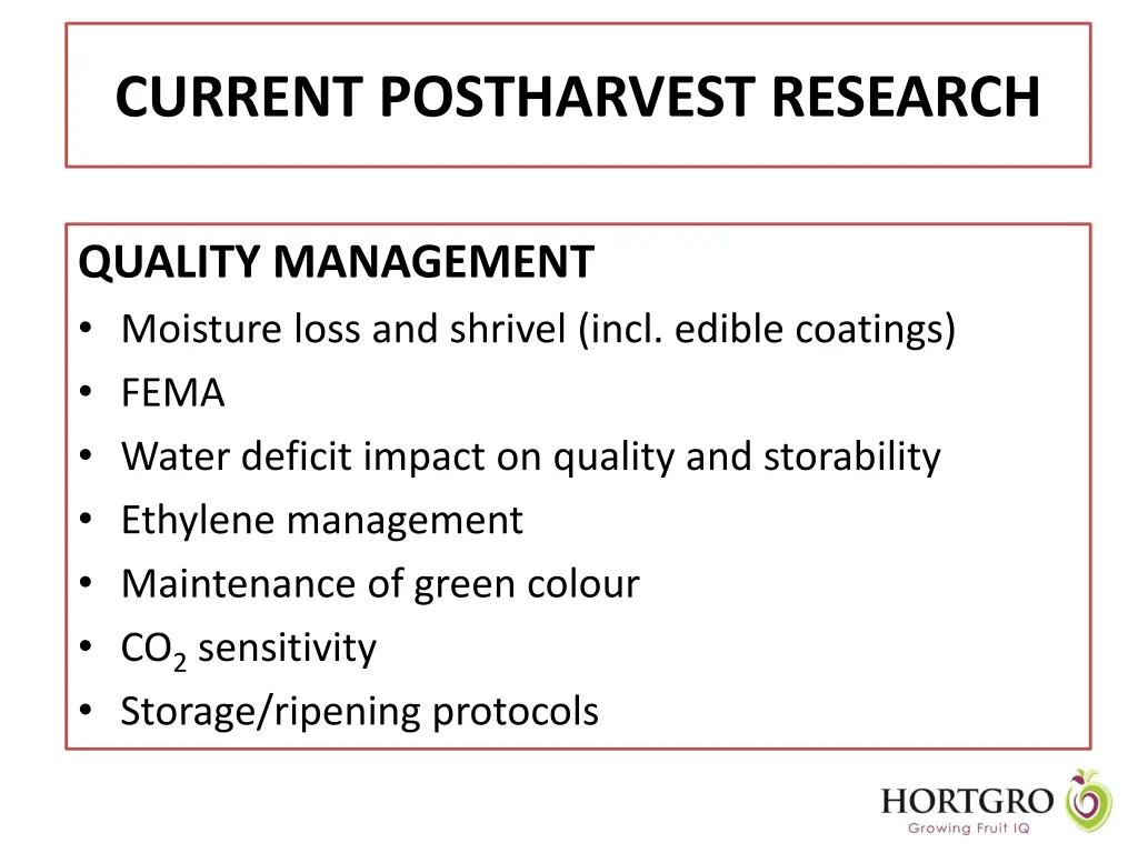 current postharvest research