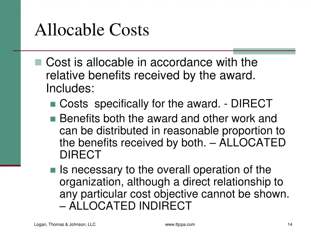 allocable costs