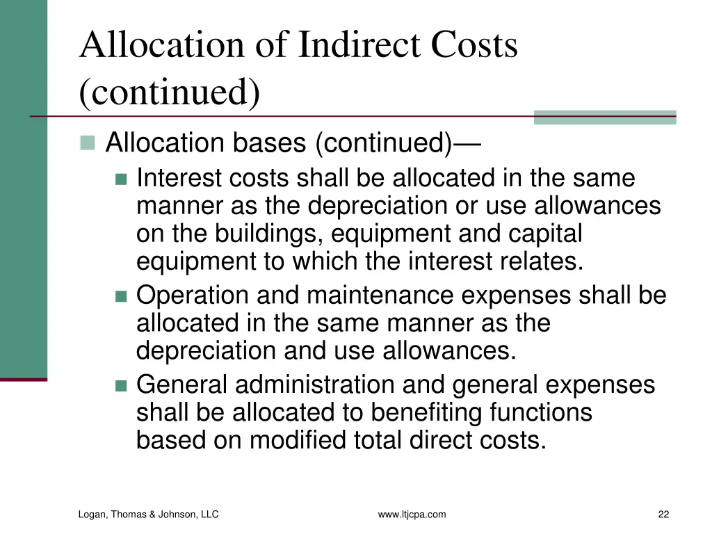 allocation of indirect costs continued 2