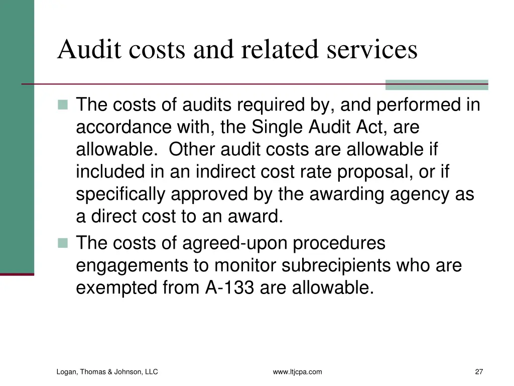 audit costs and related services
