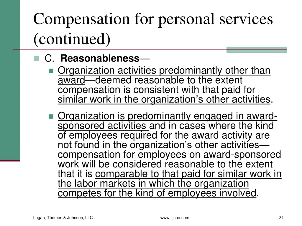 compensation for personal services continued 1