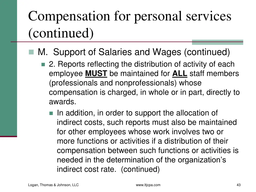 compensation for personal services continued 13