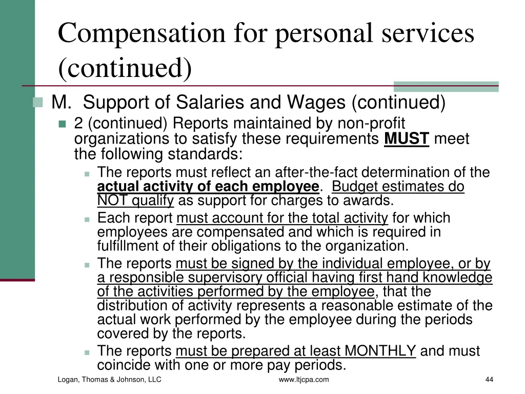 compensation for personal services continued 14