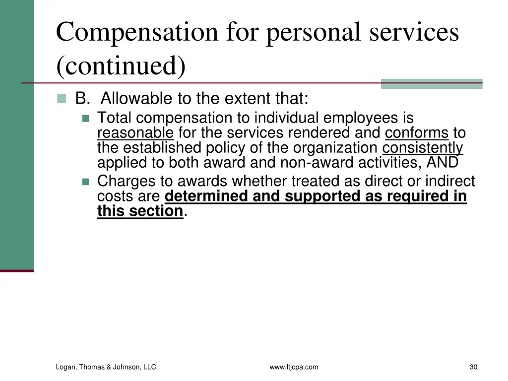 compensation for personal services continued