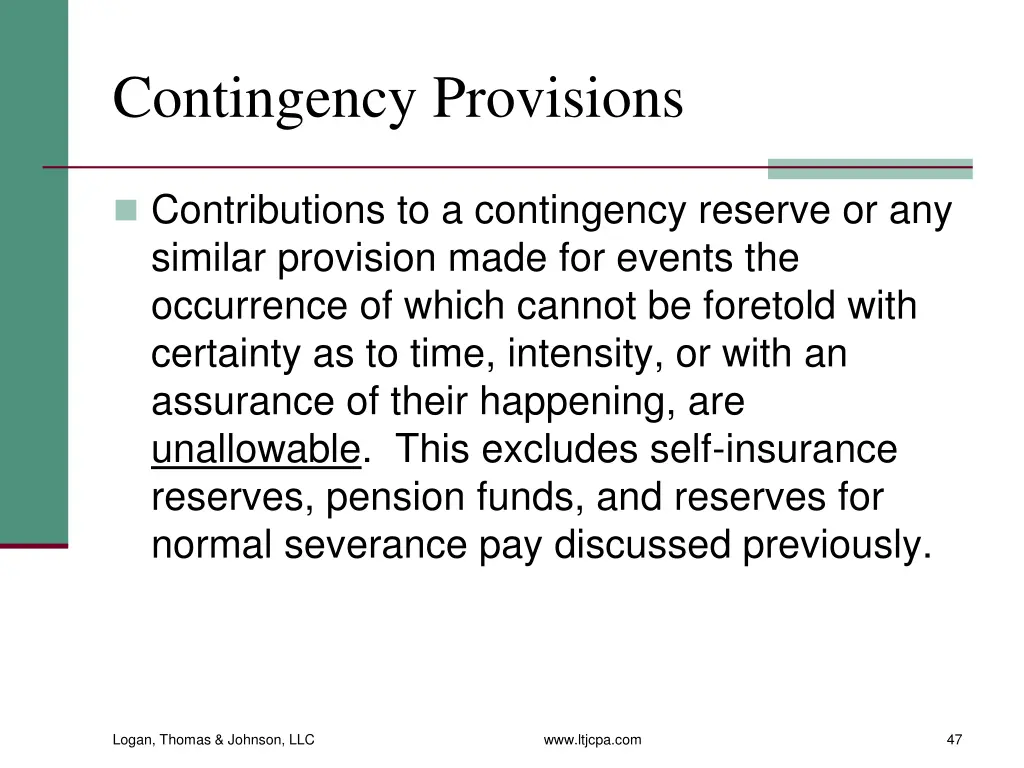contingency provisions