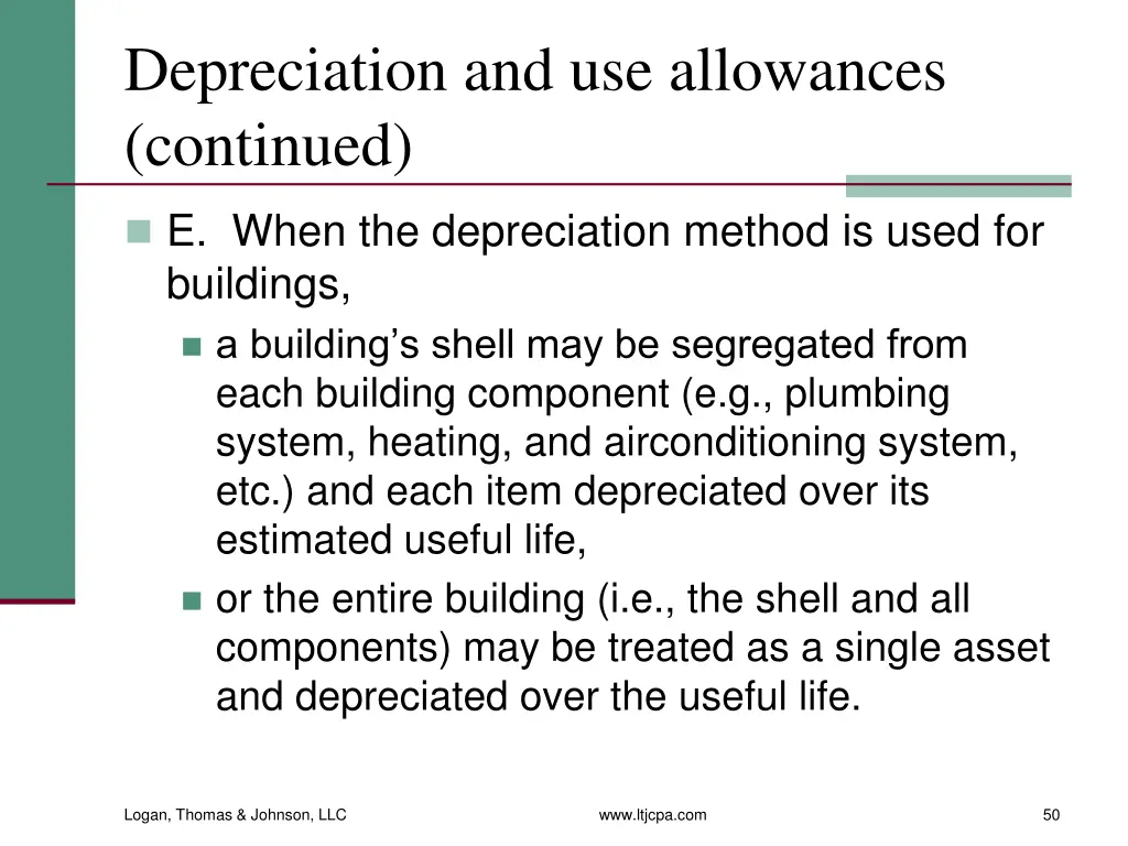 depreciation and use allowances continued 1