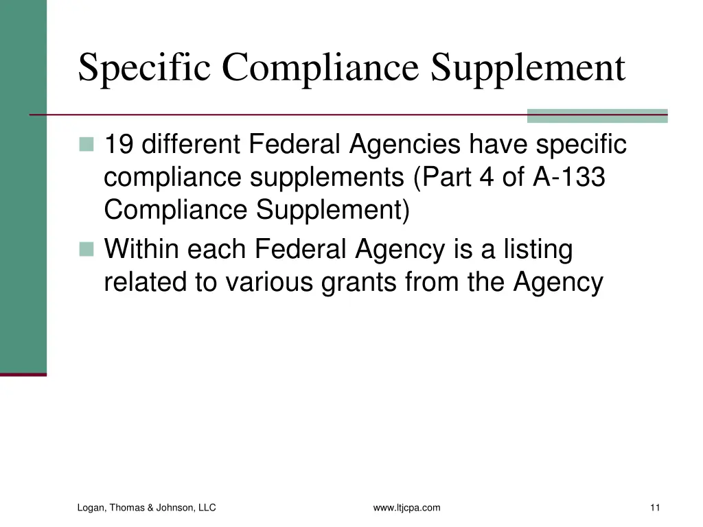 specific compliance supplement