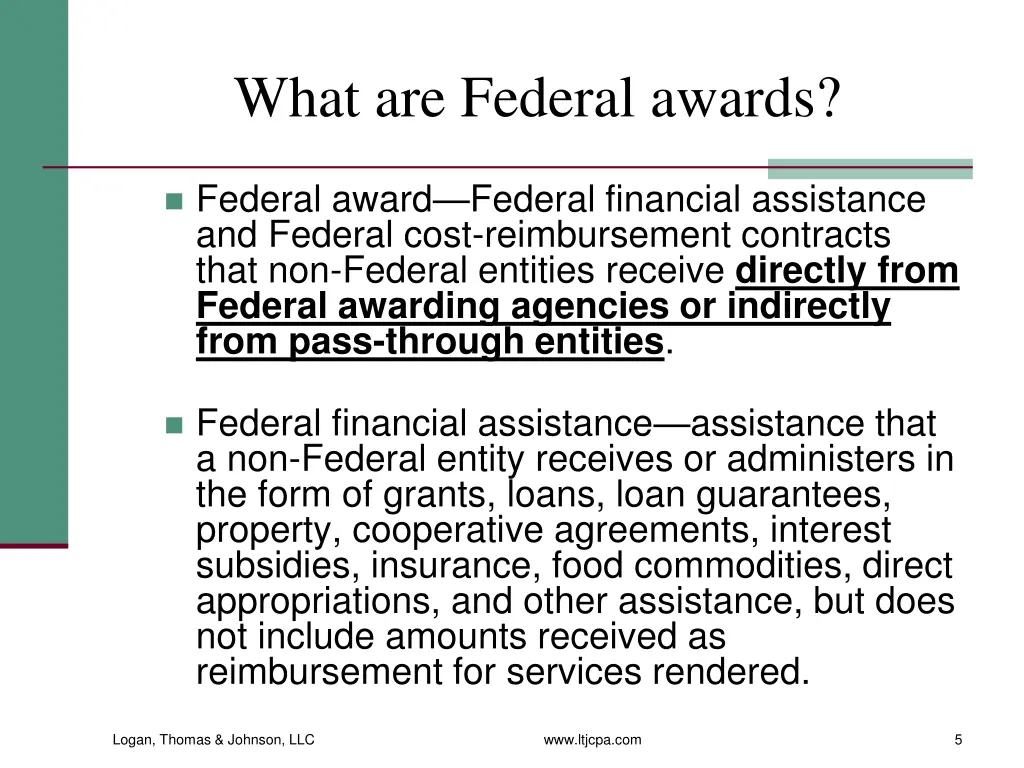 what are federal awards