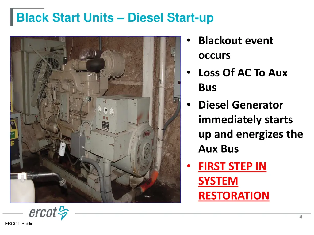 black start units diesel start up