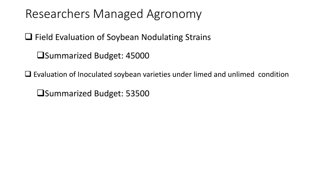 researchers managed agronomy