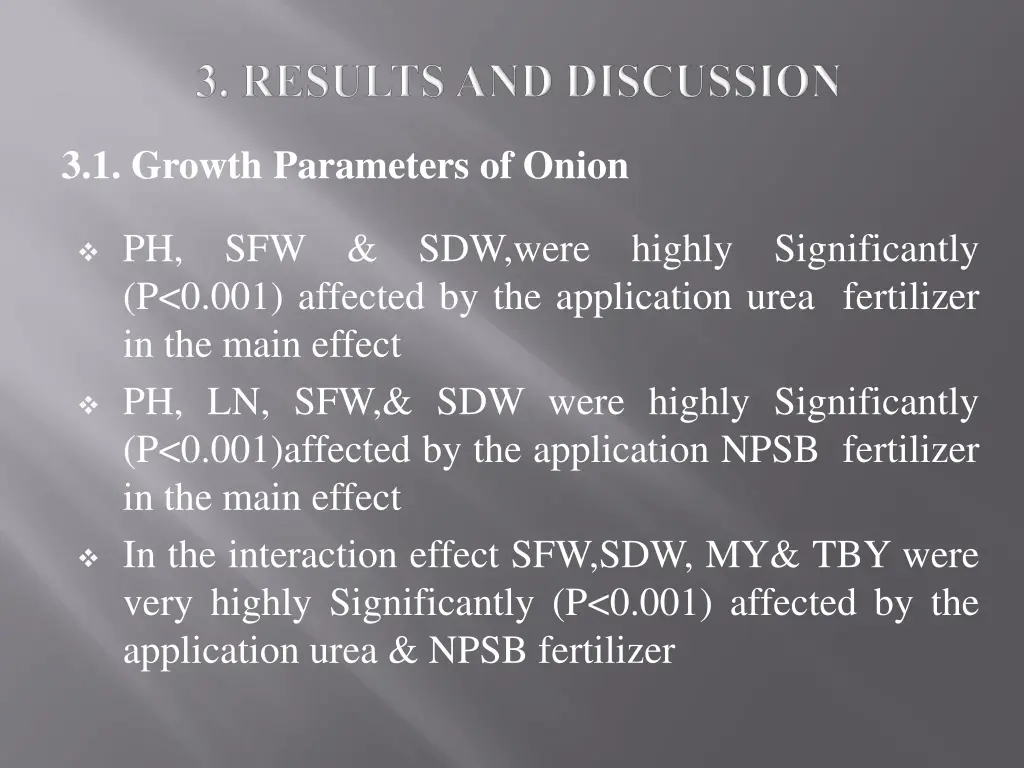 3 1 growth parameters of onion