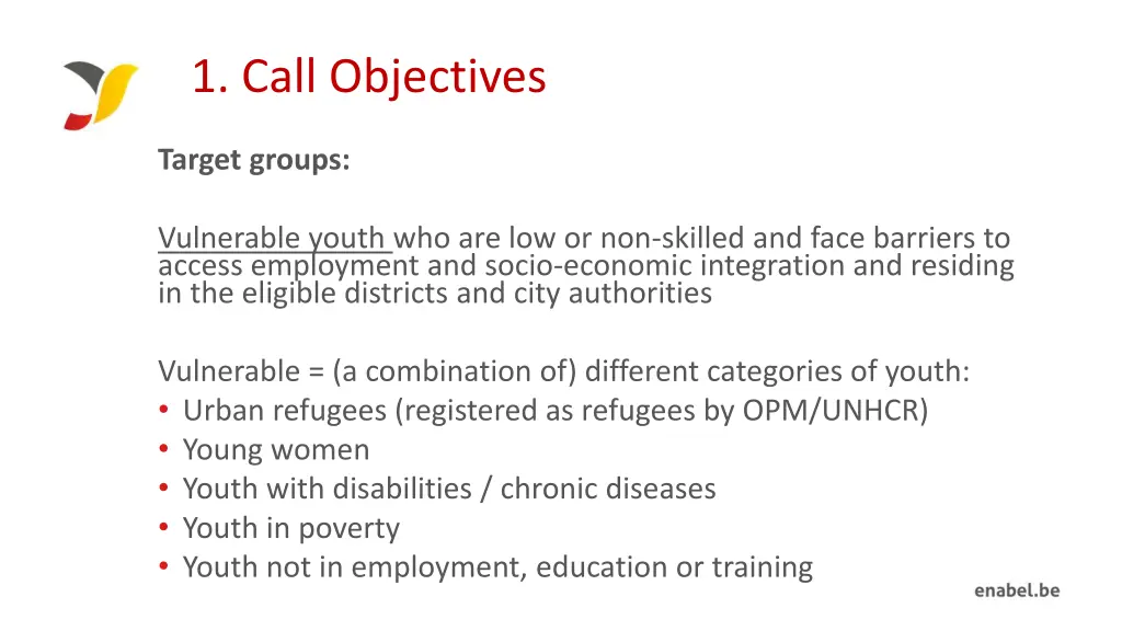 1 call objectives
