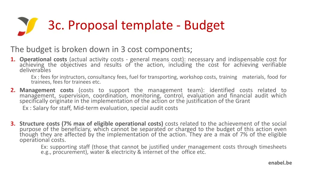 3c proposal template budget 2
