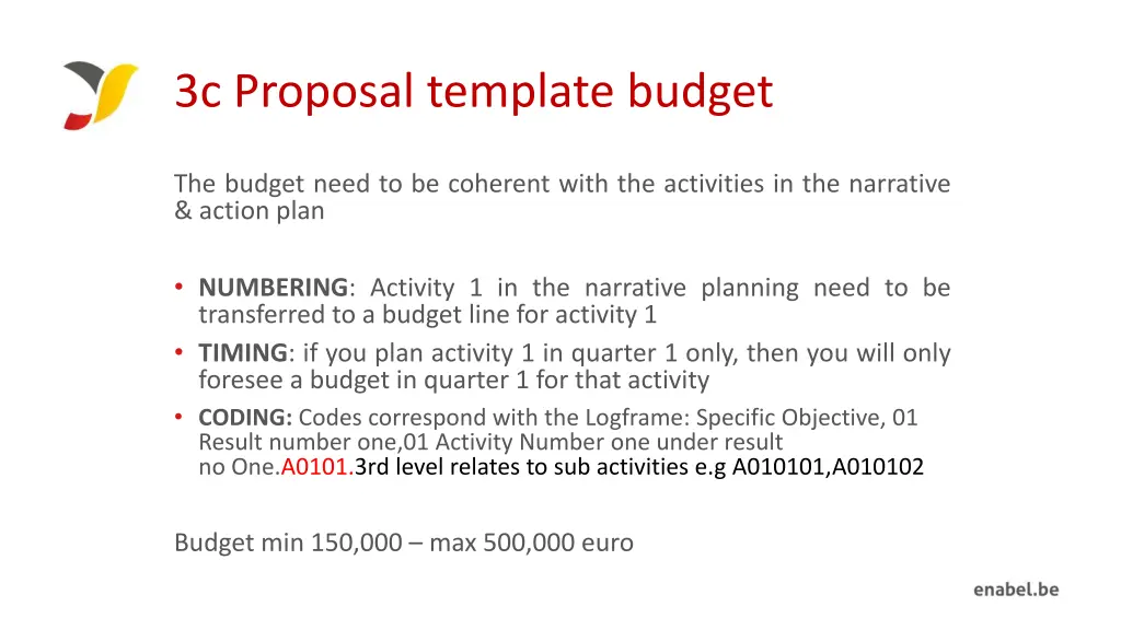 3c proposal template budget