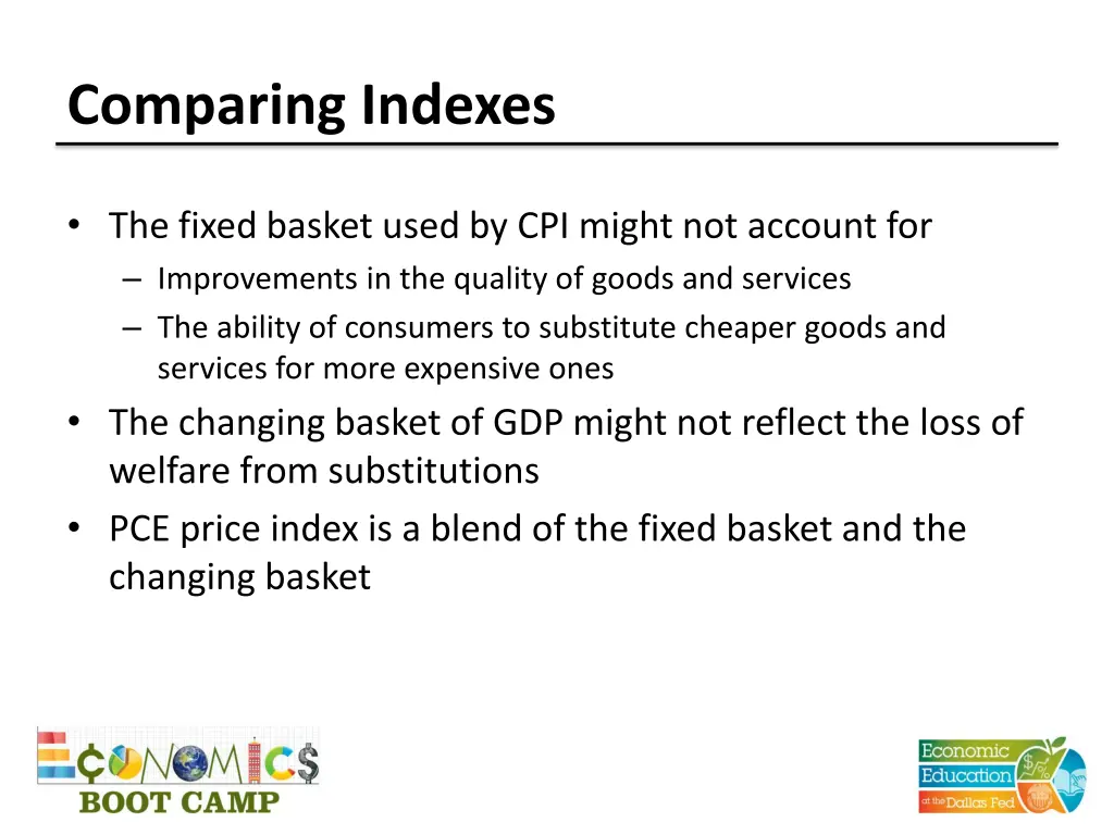 comparing indexes