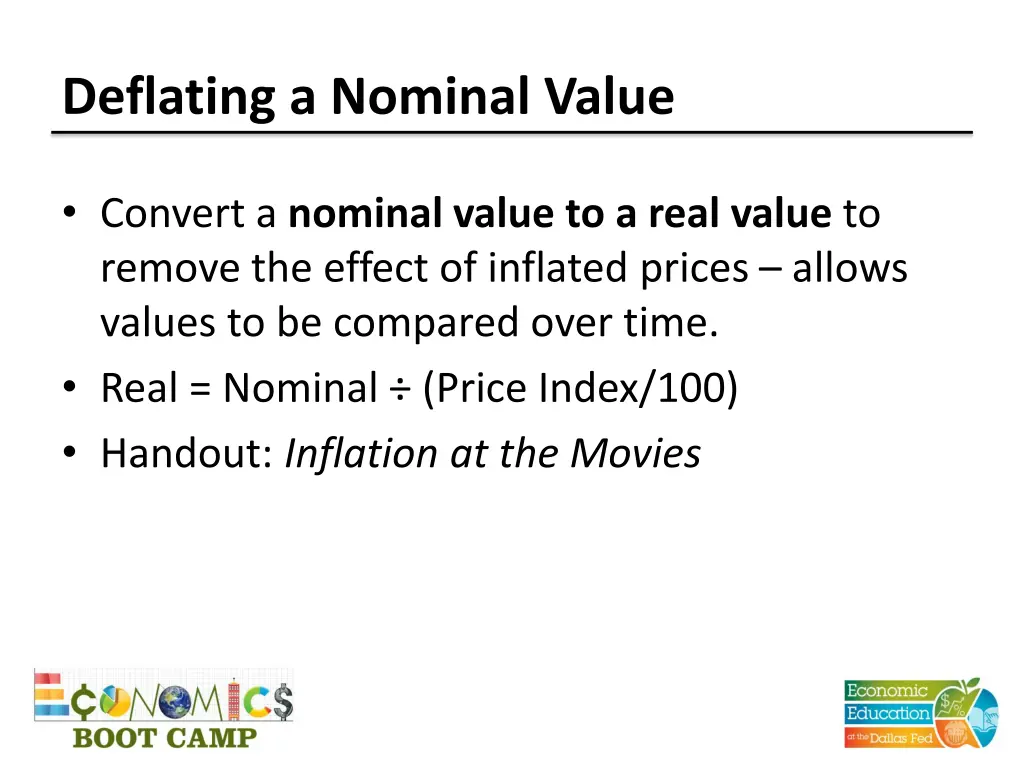 deflating a nominal value