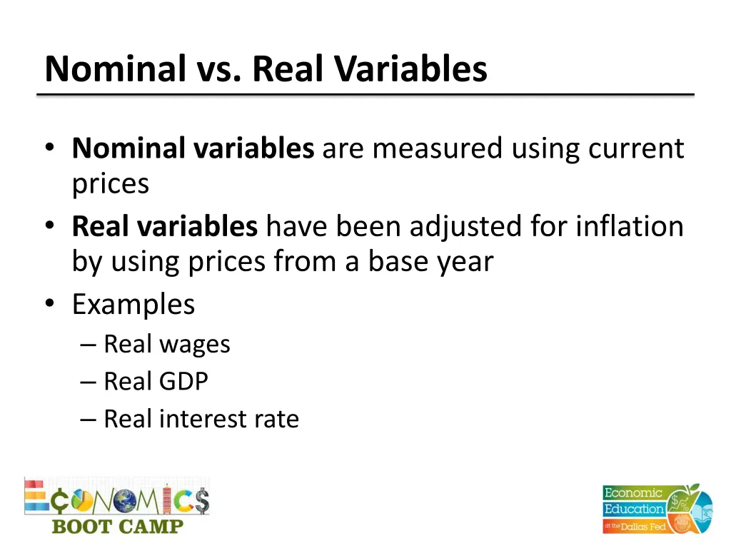 nominal vs real variables