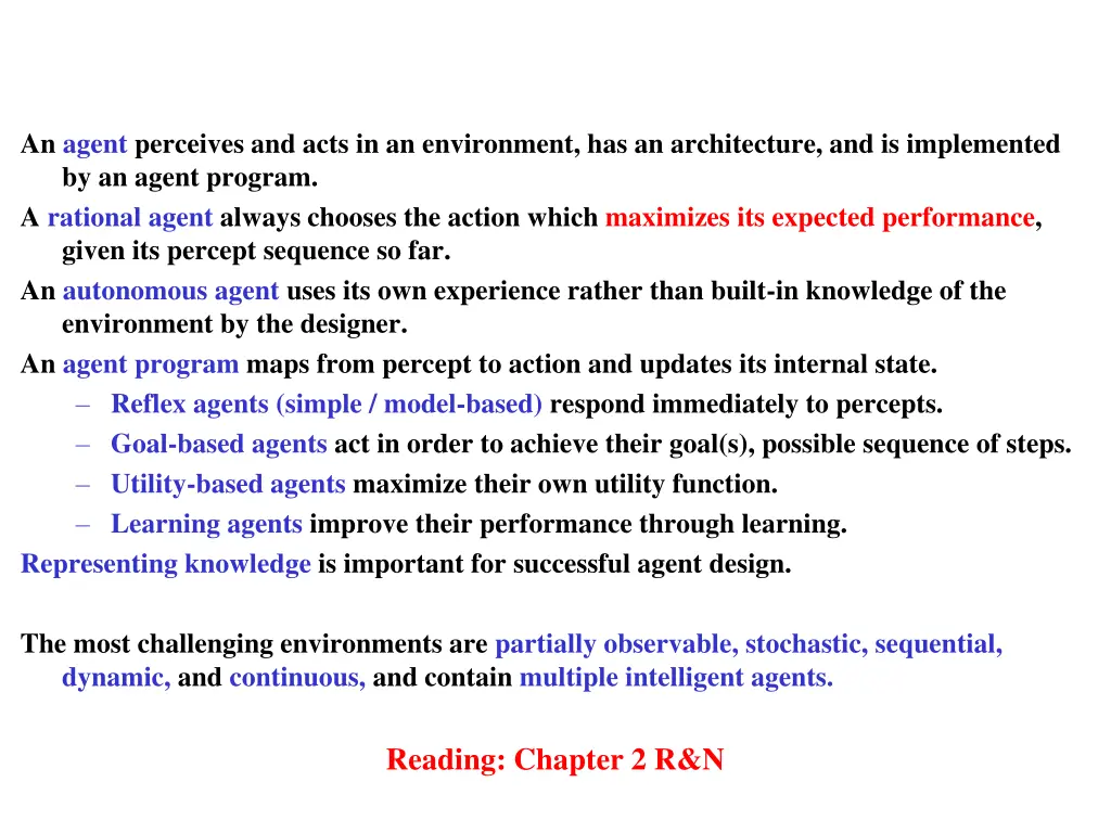 an agent perceives and acts in an environment